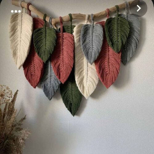 Decorative Macrame Wall Hanging Tapestry Art with Leaf Design