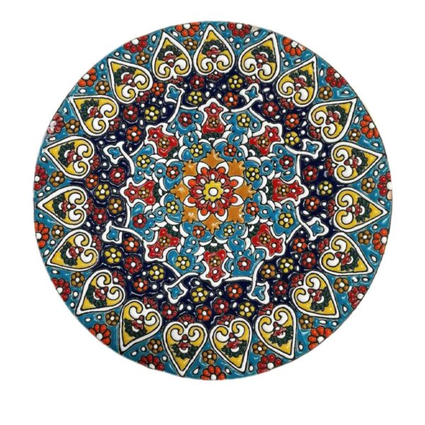Decorative Pottery Plate In Persian Minakari Handmade Wall Art Floral
