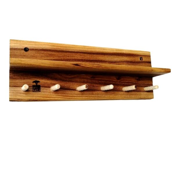 Decorative & Wooden Wall Key Holder with Shelf & 6 Hooks