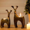 Decorative Polyester Sculpture Candle Holder with Deer Design