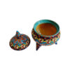 Persian Pottery Sugar Bowl in Minakari Enamelwork