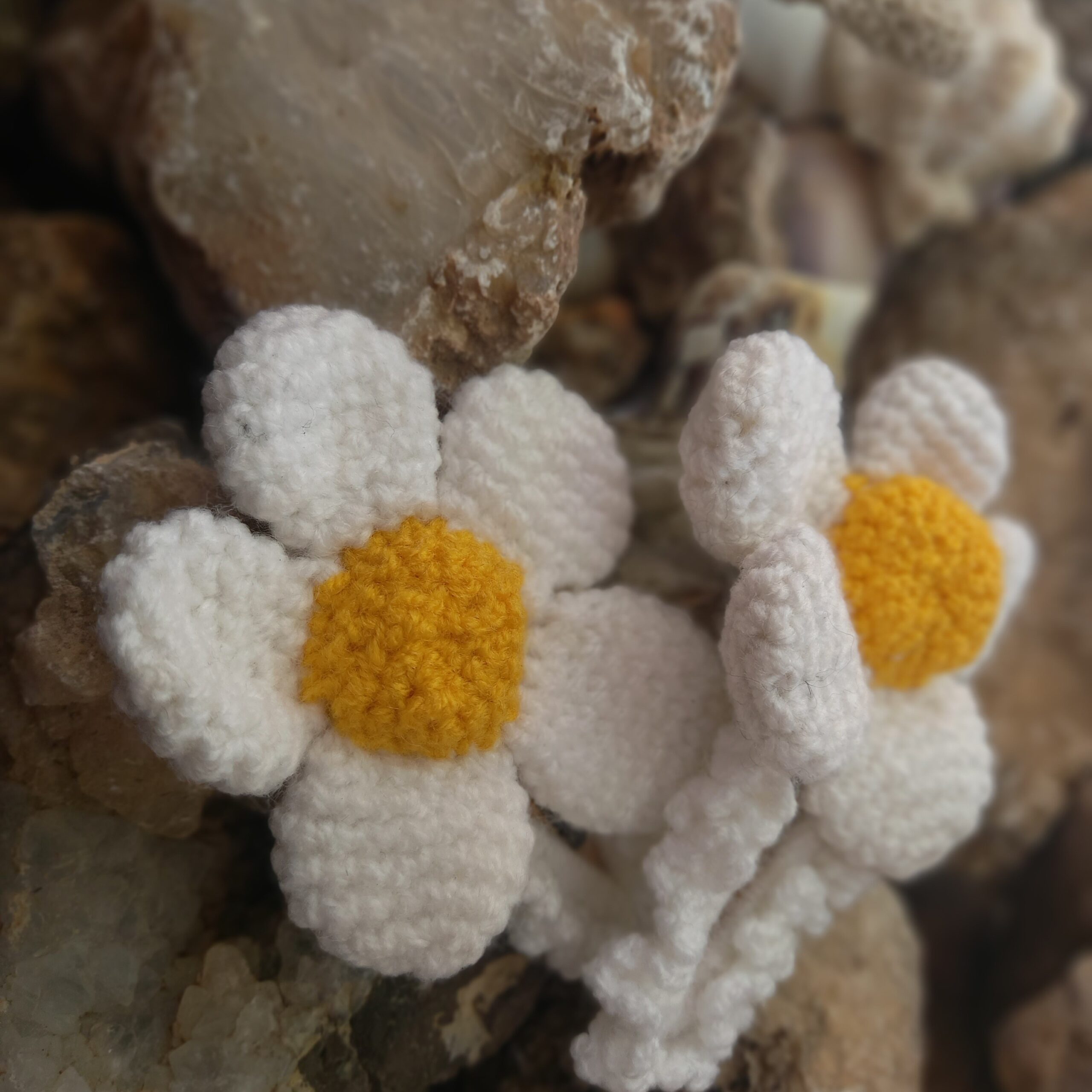 Embroidered Floral Snap Hair Clip Set of 2 Handwoven Model Chamomile