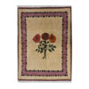 Genuine Persian Wool Carpet Hand-Knotted Rose Flowers Light Brown
