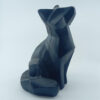 Geometric Sitting Black Fox Cubism Figurine - Modern Sculpture