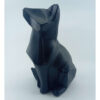 Geometric Sitting Black Fox Cubism Figurine - Modern Sculpture