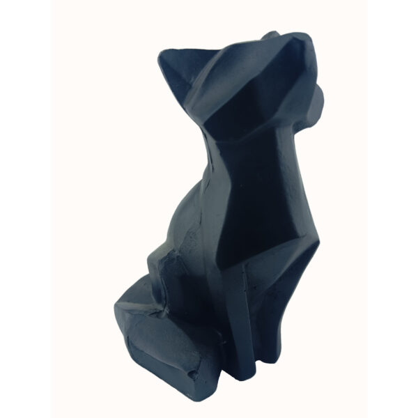 Geometric Sitting Black Fox Cubism Figurine - Modern Sculpture