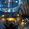 Gleaming Steel Candle Holder with Lotus Design in Golden