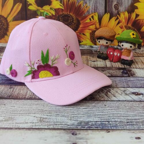 Hand-Embroidered Women’s Cap with Floral Design