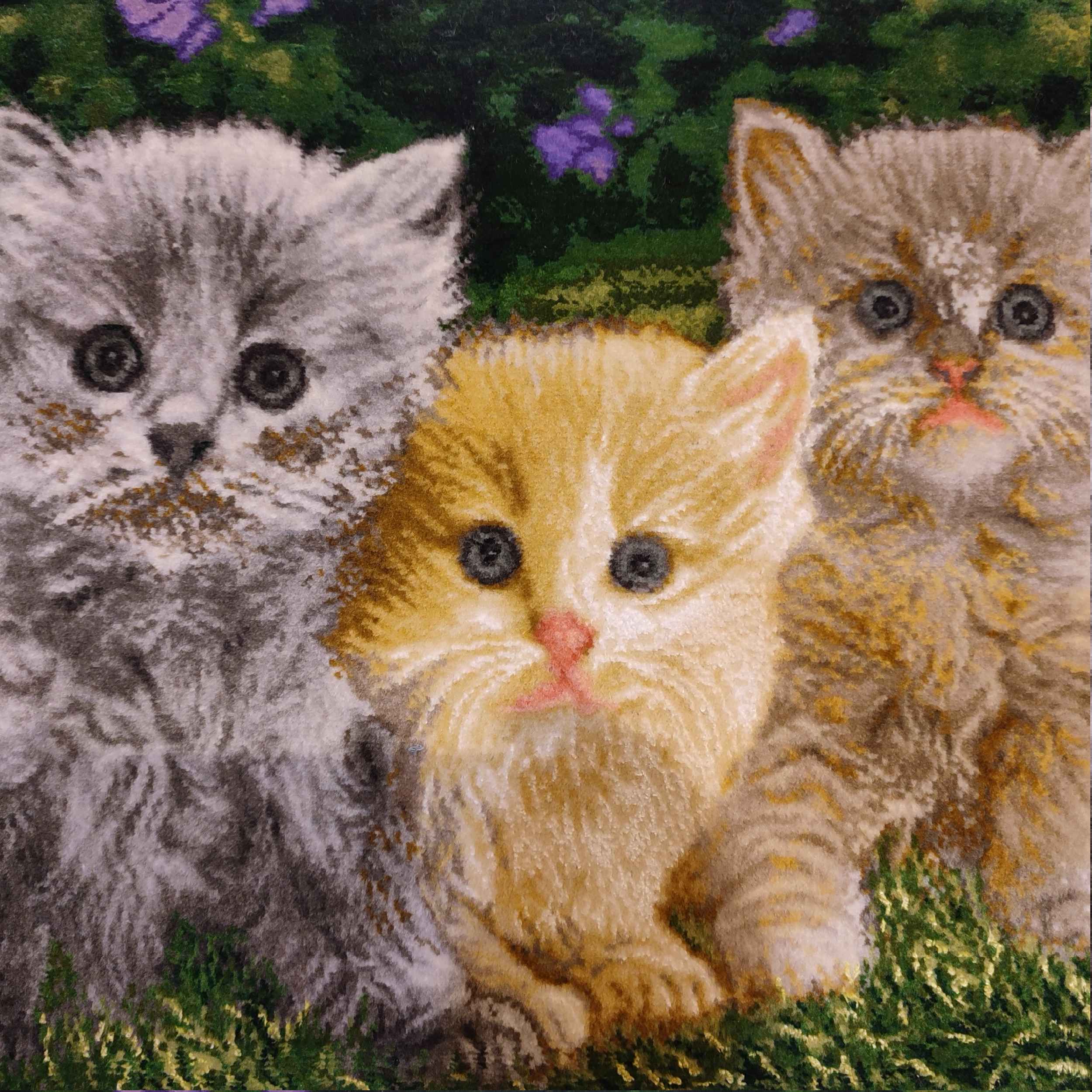 Hand-Knotted Persian Pictorial Rug from Tabriz Kittens