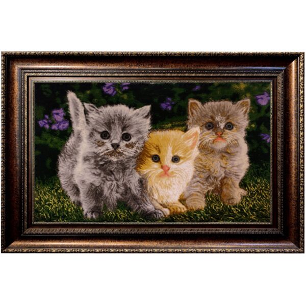 Hand-Knotted Persian Pictorial Rug from Tabriz Kittens