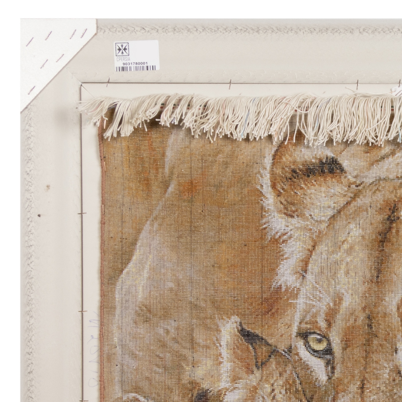 Hand-Knotted Persian Pictorial Rug from Tabriz Lion Family Drinking Water