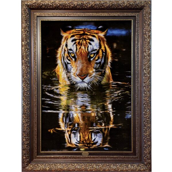 Hand-Knotted Persian Pictorial Rug from Tabriz Tiger