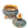 Handcrafted Persian Pottery Sugar Bowl Minakari Enameled