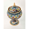 Handcrafted Persian Pottery Sugar Bowl in Minakari with Lid