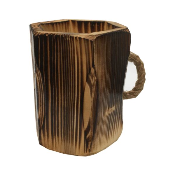 Handcrafted Wooden Makeup Brush Holder with Artistic Design and Handle