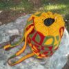 Handmade Crochet Casual Backpack with Leaf Design Model Autumn