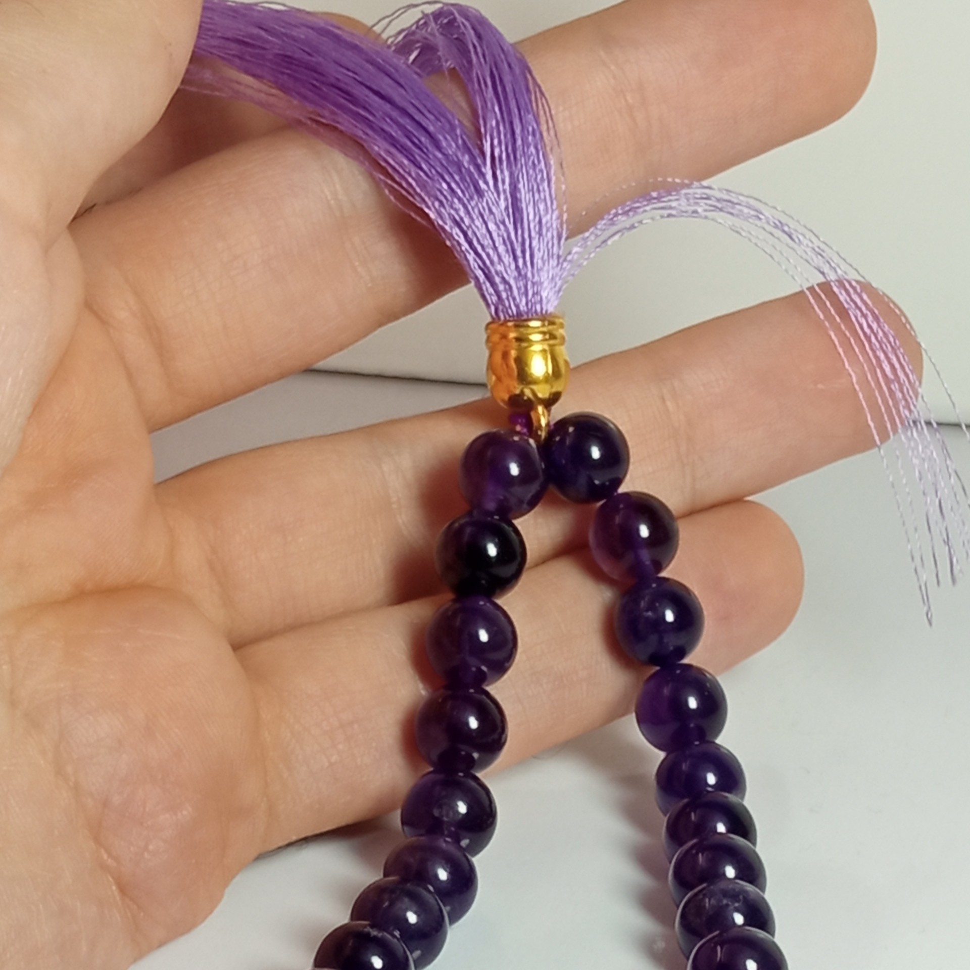 Islamic Amethyst Rosary Crafted with 33 Prayer Beads Tasbih Misbaha