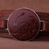 Islamic Leather Bracelet with Authentic Agate Stone In Silver Frame
