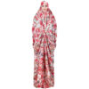 Islamic Namaz Chador with Sleeves for Women with Floral Design in Red