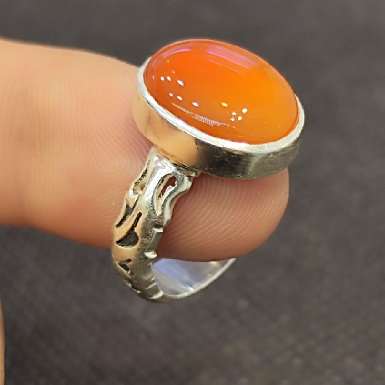 Islamic Yemeni Aqeeq Silver Ring for Men with Hirz of Imam Jawad