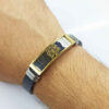 Leather Steel Bracelet in Tree Design Black