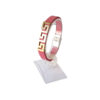 Leather Bracelet with Geometric Design in Pink
