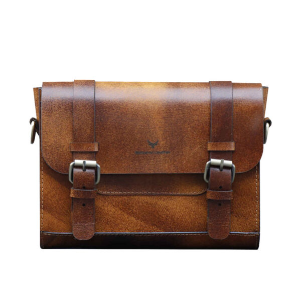 Luxurious Handcrafted Leather Shoulder Bag - Dark Brown