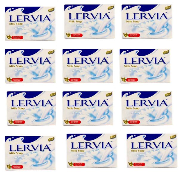 Lervia Whitening and Brightening Soap with Milk Extract (Pack of 12)