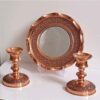 Luxury Persian Copper Mirror Frame and Candle Stand Set
