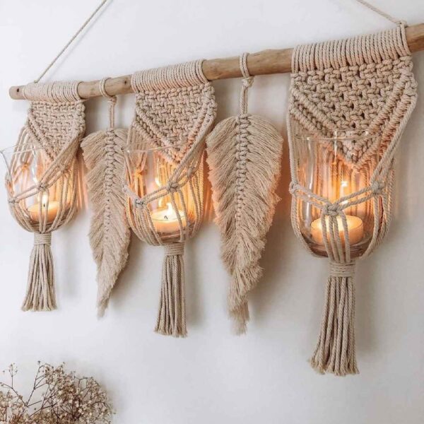 Macrame Wall Hanging Handcrafted Tapestry Art with Vase