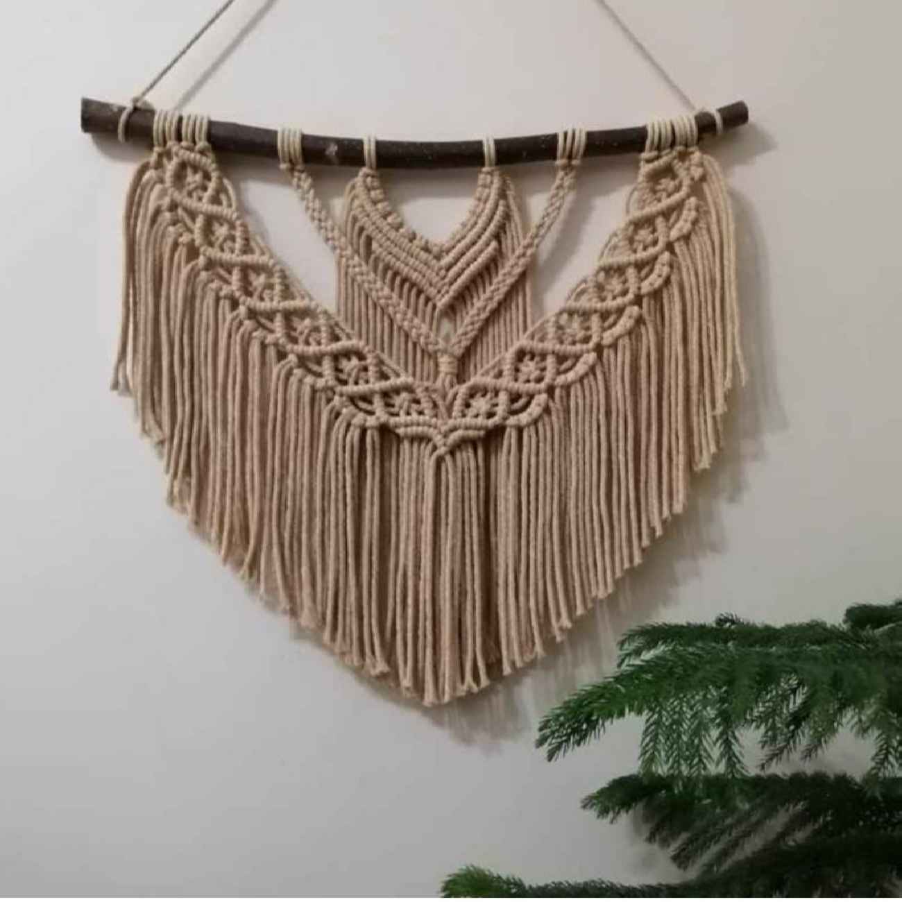 Macrame Wall Hanging Tapestry Art Bohemian with Geometric Design