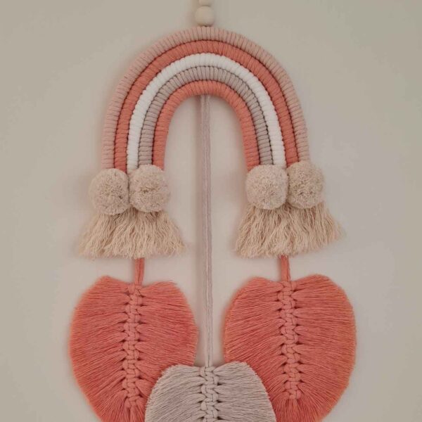 Macrame Wall Hanging Tapestry Art with Rainbow Design