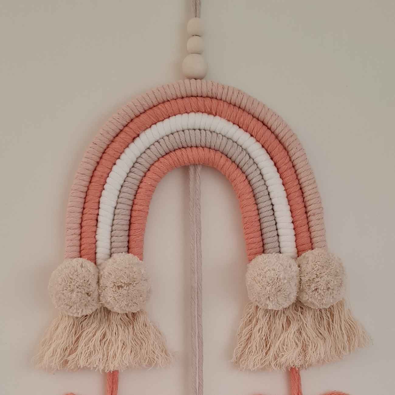 Macrame Wall Hanging Tapestry Art with Rainbow Design