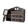 Makeup Organizer Stand Set with Hand Mirror – Wood and Termeh