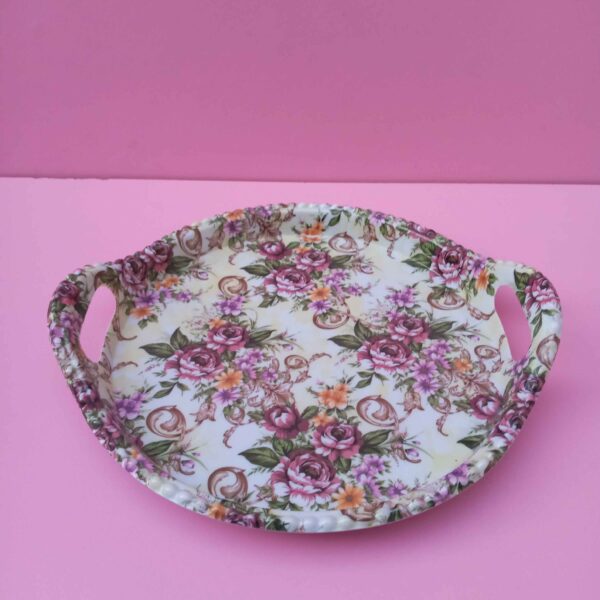 Melamine Serving Tray Durable & Lightweight Floral Pink
