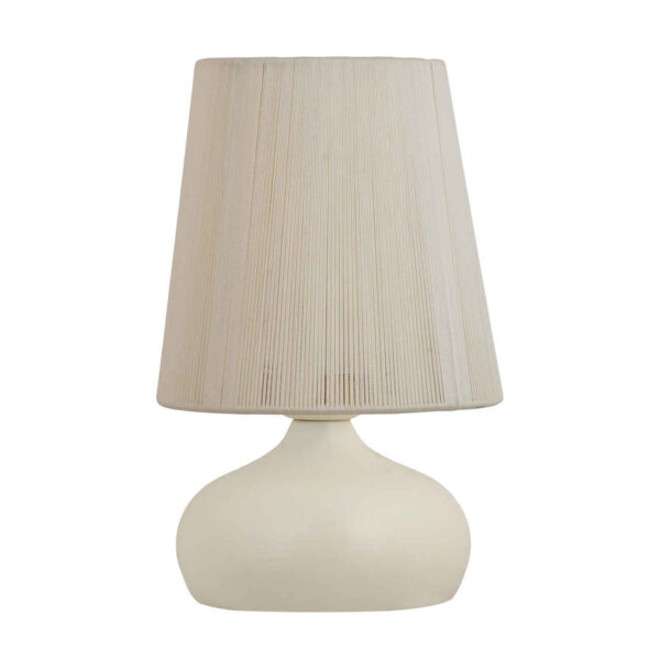 Metal Table Lamp Handcrafted with Fabric Shade in Milky