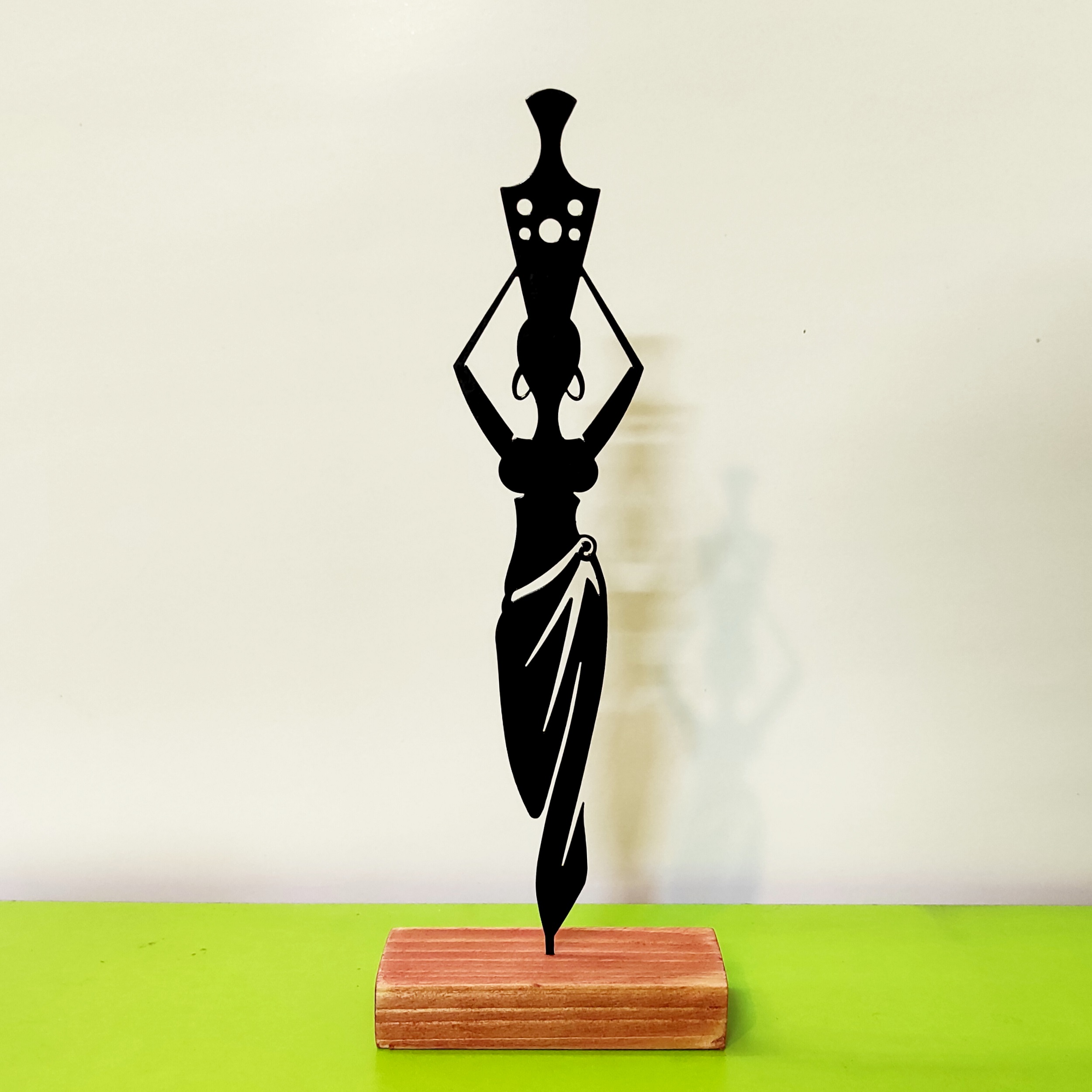 Minimalist Art Sculpture Metal African Woman Carrying Water