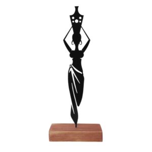 Minimalist Art Sculpture Metal African Woman Carrying Water