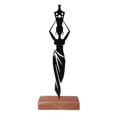 Minimalist Art Sculpture Metal African Woman Carrying Water