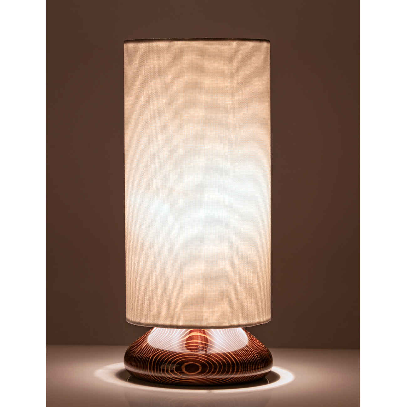 Minimalist Wooden Cylinder Table Lamp with White  Shade