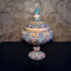 Persian Footed Sugar Bowl with Lid in Minakari Art