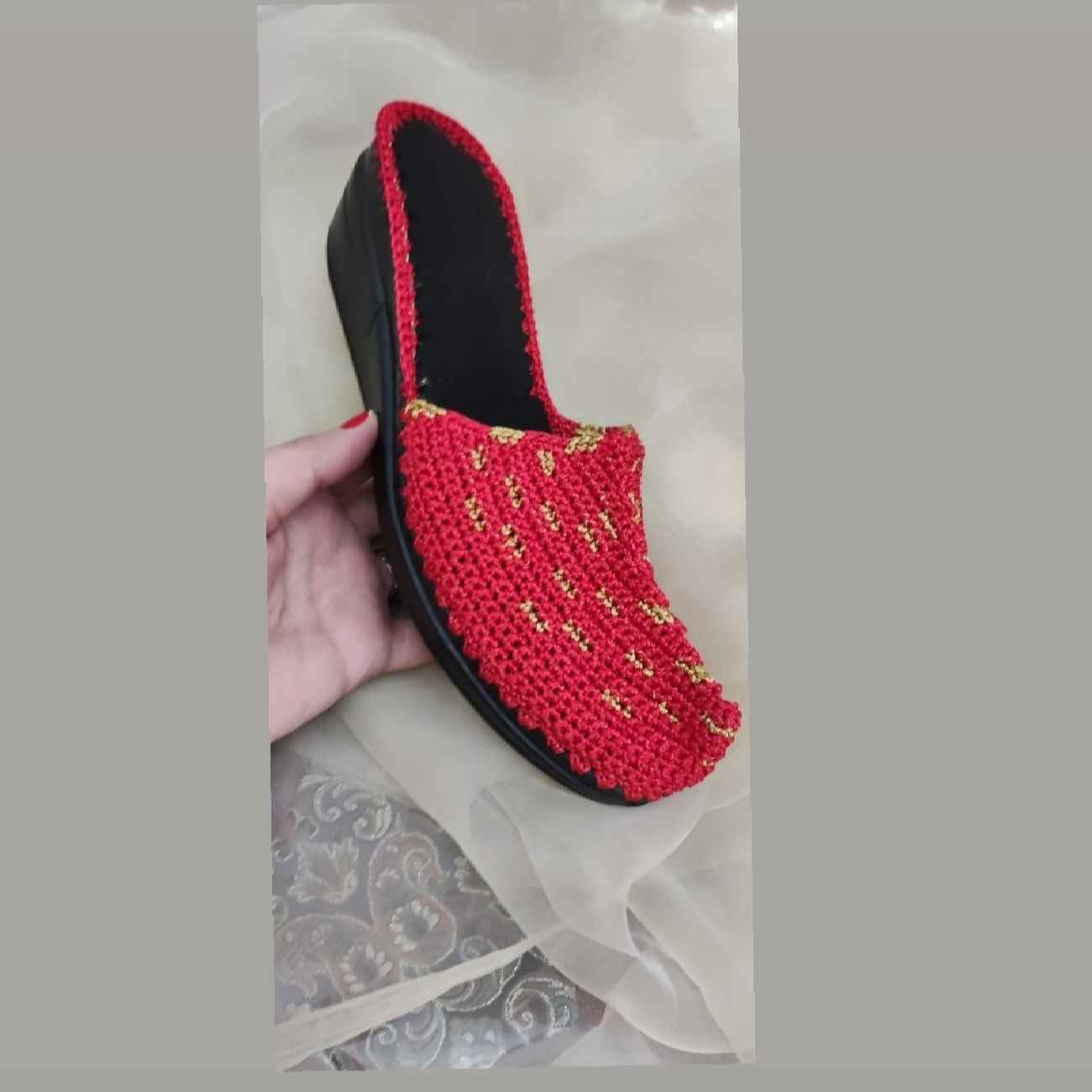 Persian Charough Style Slippers for Women in Red