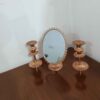 Persian Copper Mirror Frame Candlesticks Set