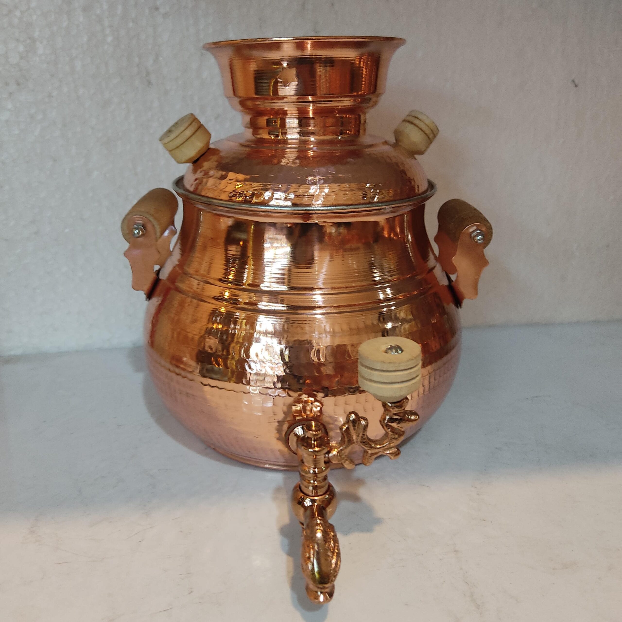 Persian Copper Stovetop Samovar Traditional Hammered Design 2-Liter