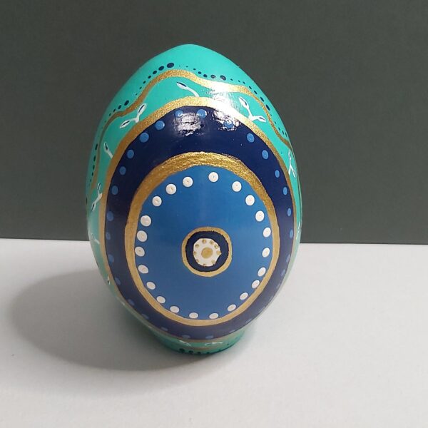 Persian Decorative Hand-Painted Ostrich Egg Shell with Evil Eye Design