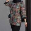 Persian Embroidered Manto with Geometric Design for Women