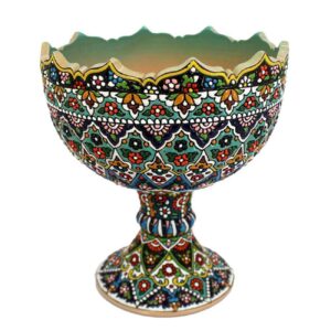 Persian Footed Pottery Sugar Bowl in Minakari Enameled