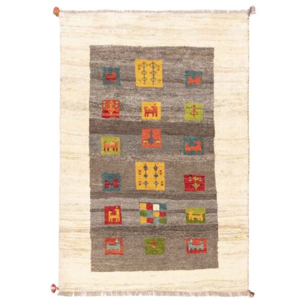 Persian Gabbeh Rug with Wool Genuine Handwoven in Fars Animal Motifs