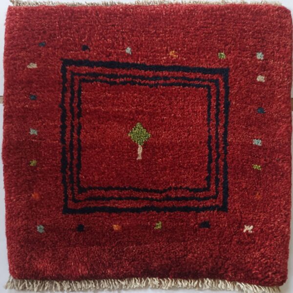 Persian Gabbeh Rug with Wool Handwoven in Fars Geometric Maroon