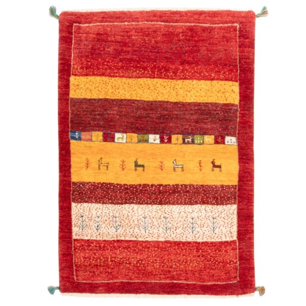 Persian Gabbeh Rug with Wool Original Handwoven in Fars Animal Motifs